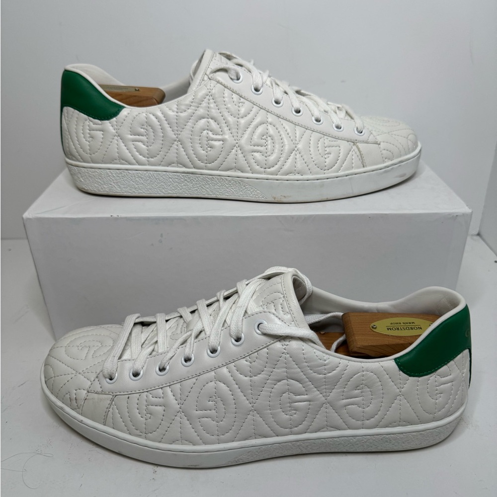 Gucci Ace G Rhombus White/Green Shoes Size 10G